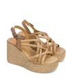 SANDALIAS CUÑA DE PIEL PORRONET KIMI 3069 TAUPE