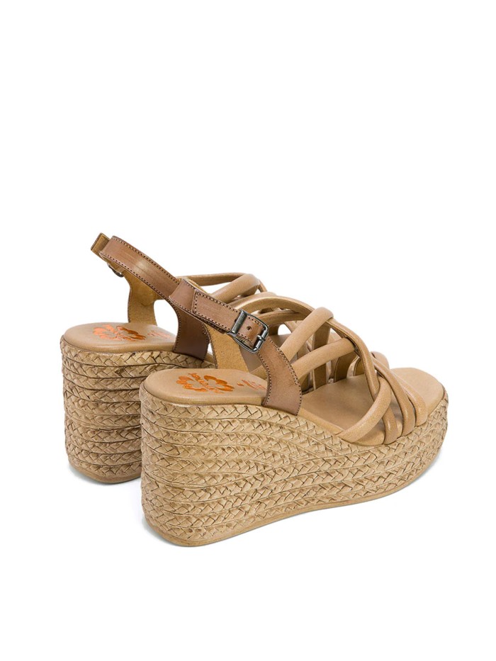 SANDALIAS CUÑA DE PIEL PORRONET KIMI 3069 TAUPE