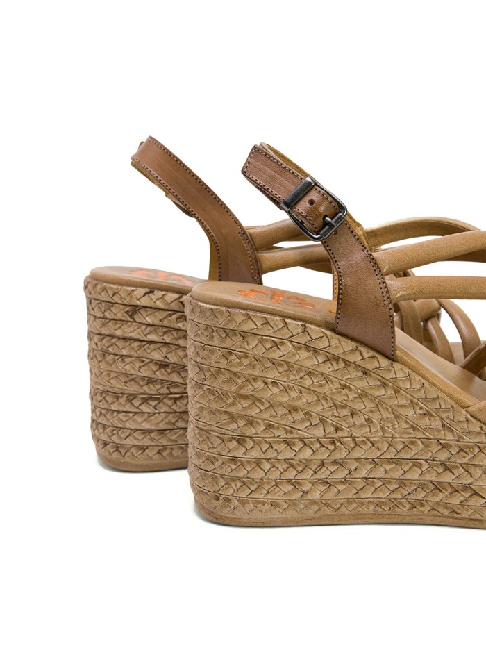 SANDALIAS CUÑA DE PIEL PORRONET KIMI 3069 TAUPE