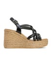 SANDALIAS DE PIEL CON CUÑA PORRONET KIMI 3069 NEGRO