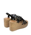 SANDALIAS DE PIEL CON CUÑA PORRONET KIMI 3069 NEGRO