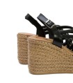 SANDALIAS DE PIEL CON CUÑA PORRONET KIMI 3069 NEGRO