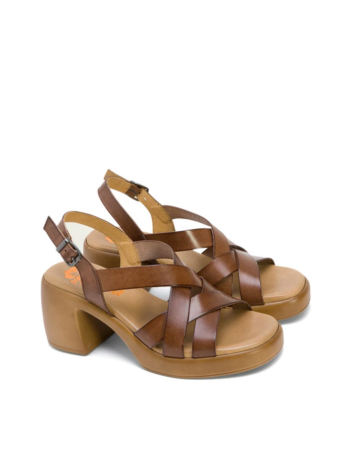 SANDALIAS DE PIEL CON TACÓN PORRONET HADA 3042 MOKA