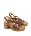 SANDALIAS DE PIEL CON TACÓN PORRONET HADA 3042 MOKA