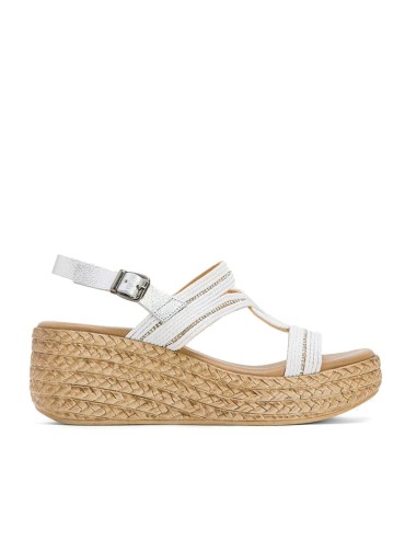 SANDALIAS DE CUÑA LIGERAS PORRONET GALA BLANCO-PLATA