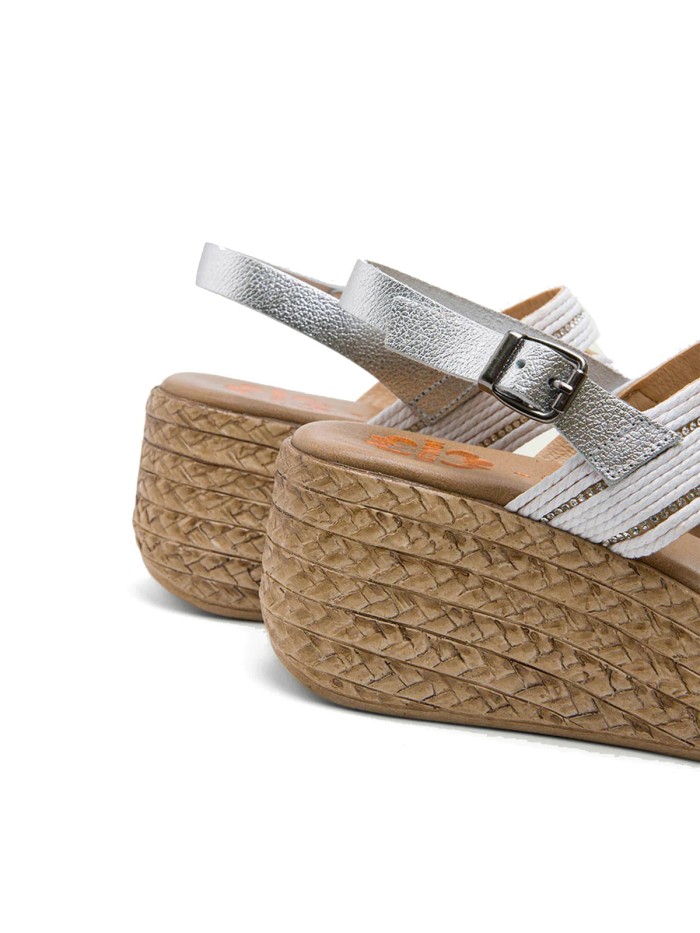 SANDALIAS DE CUÑA LIGERAS PORRONET GALA BLANCO-PLATA