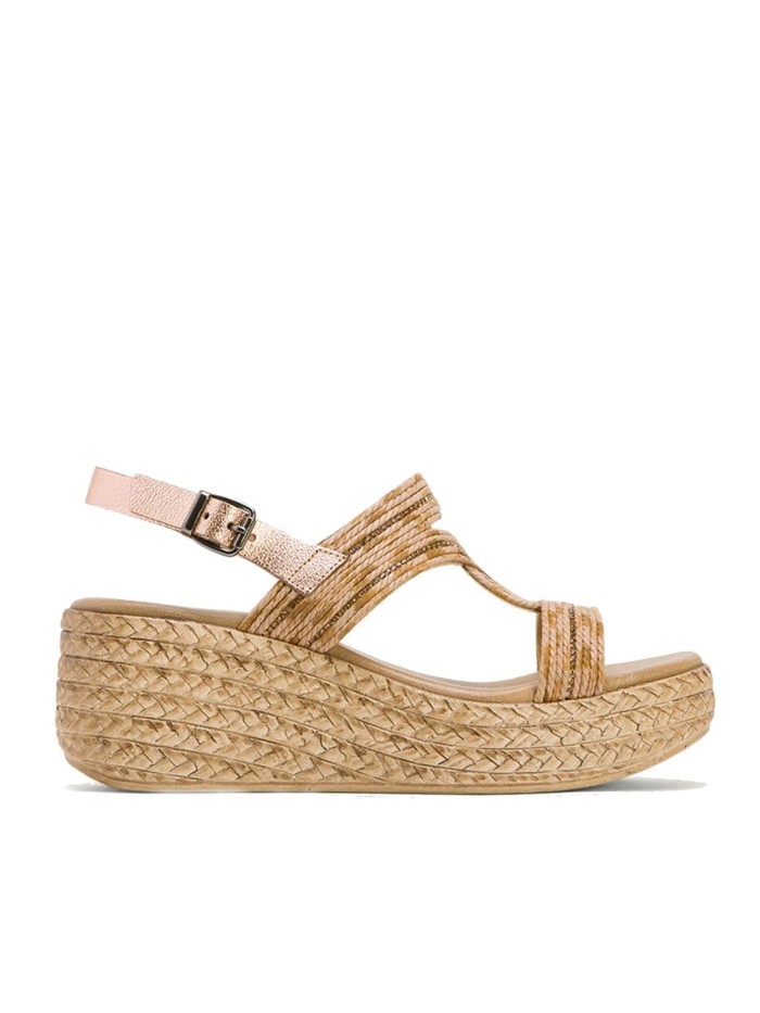 SANDALIAS DE CUÑA LIGERA PORRONET GALA 3036 ROSE-CUERO