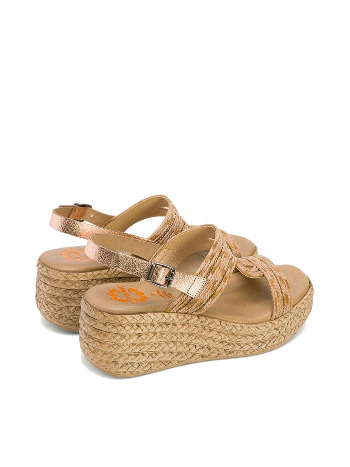 SANDALIAS DE CUÑA LIGERA PORRONET GALA 3036 ROSE-CUERO