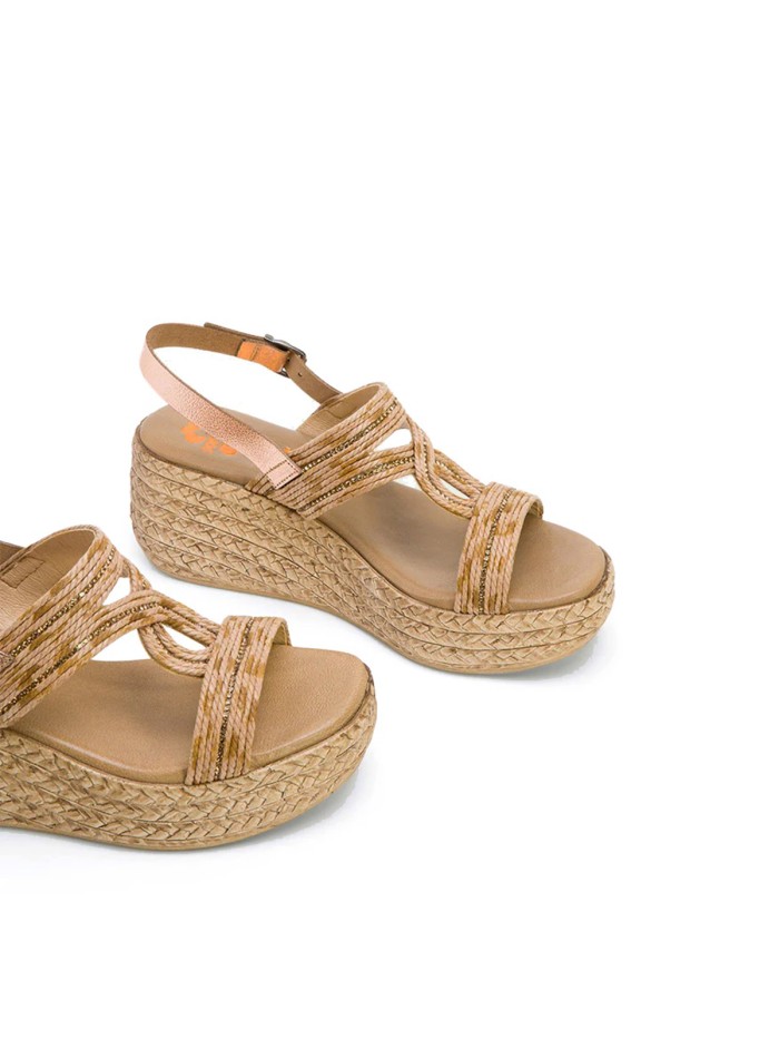 SANDALIAS DE CUÑA LIGERA PORRONET GALA 3036 ROSE-CUERO