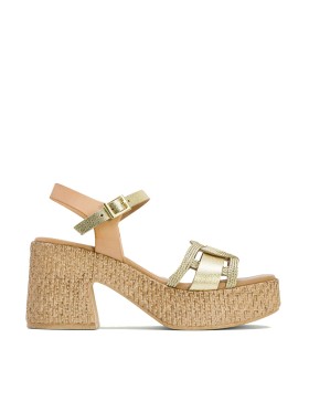 SANDALIAS DE PIEL CON TACÓN PORRONET JANA 3061 PLATINO
