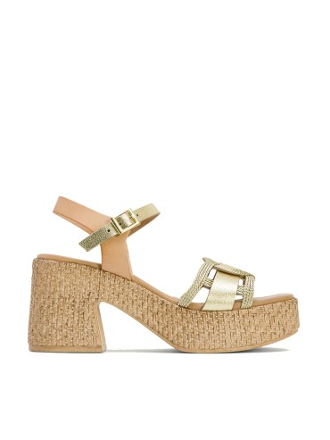 SANDALIAS DE PIEL CON TACÓN PORRONET JANA 3061 PLATINO