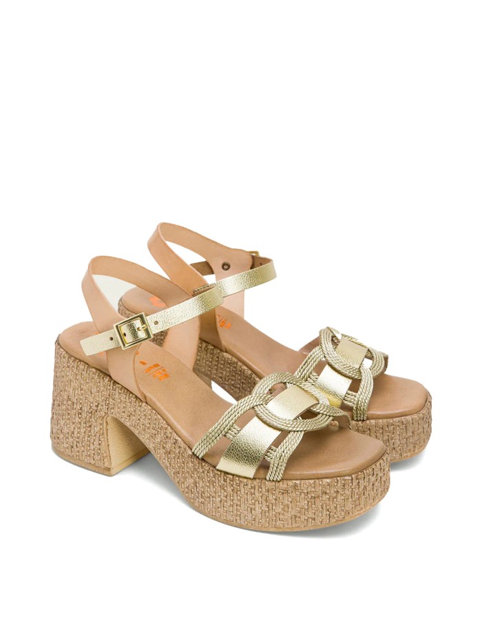 SANDALIAS DE PIEL CON TACÓN PORRONET JANA 3061 PLATINO