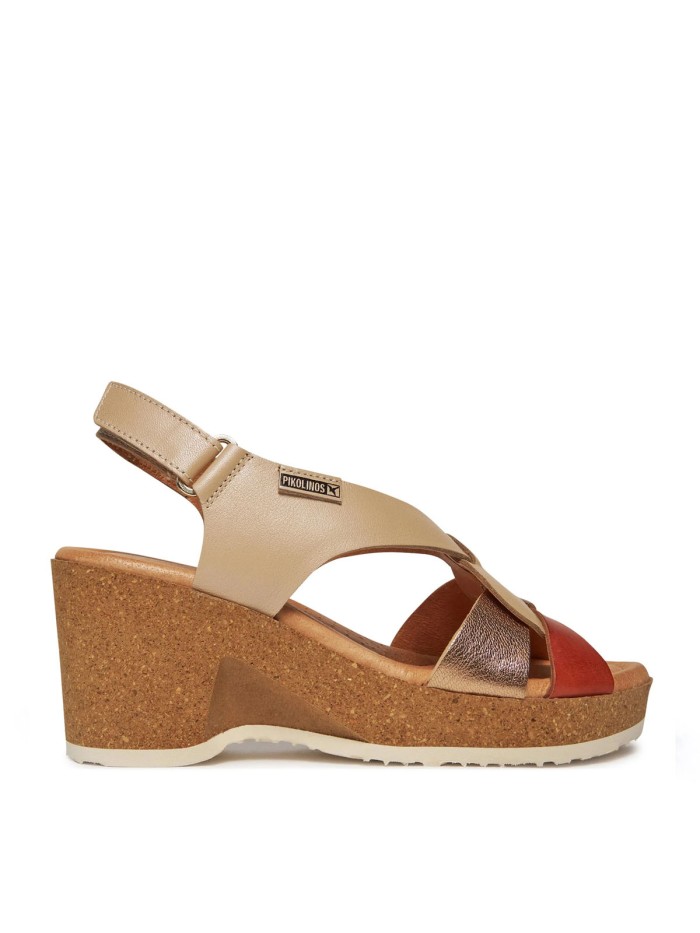 SANDALIAS DE CUÑA MUJER PIKOLINOS ARENALES W3B-1518CPC1 MARFIL