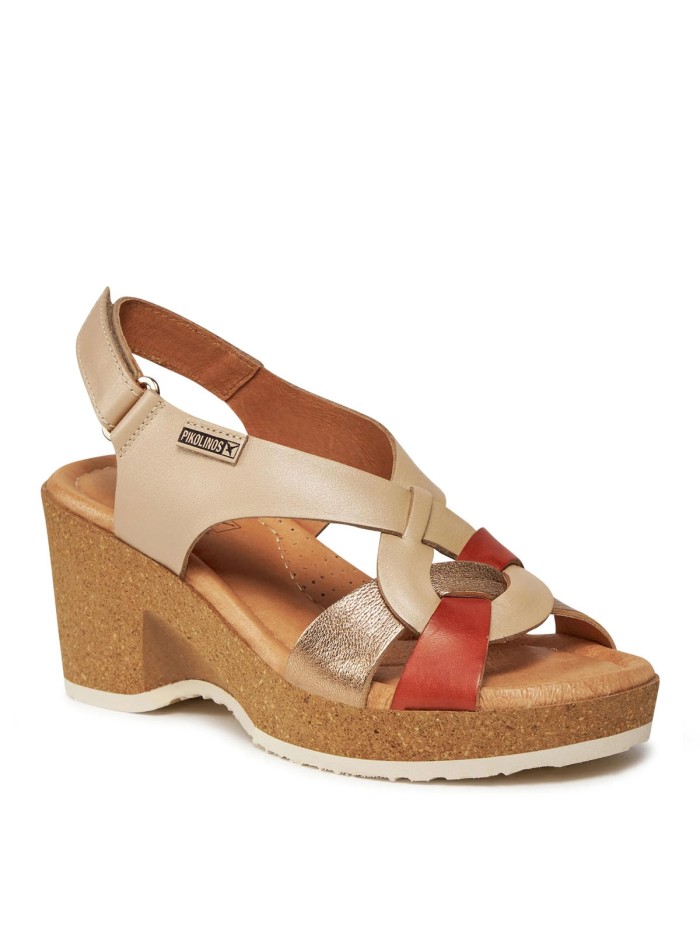 SANDALIAS DE CUÑA MUJER PIKOLINOS ARENALES W3B-1518CPC1 MARFIL