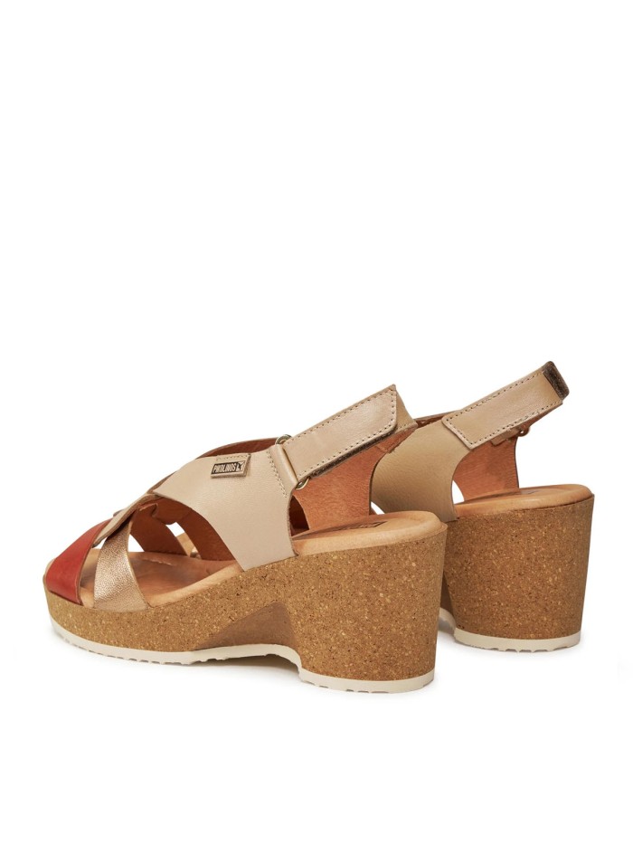 SANDALIAS DE CUÑA MUJER PIKOLINOS ARENALES W3B-1518CPC1 MARFIL
