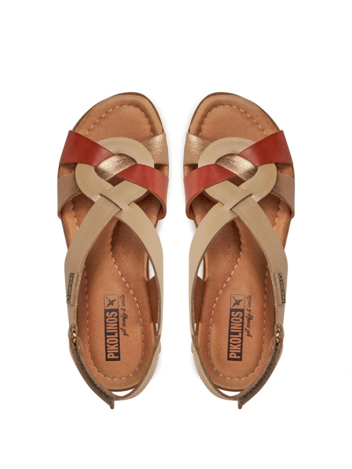 SANDALIAS DE CUÑA MUJER PIKOLINOS ARENALES W3B-1518CPC1 MARFIL