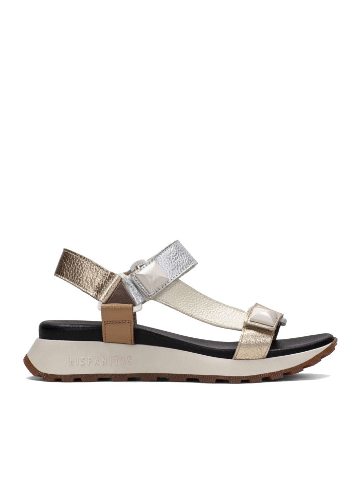 SANDALIAS PLANAS CON VELCRO HISPANITAS MAUI CHV243311 BEIGE