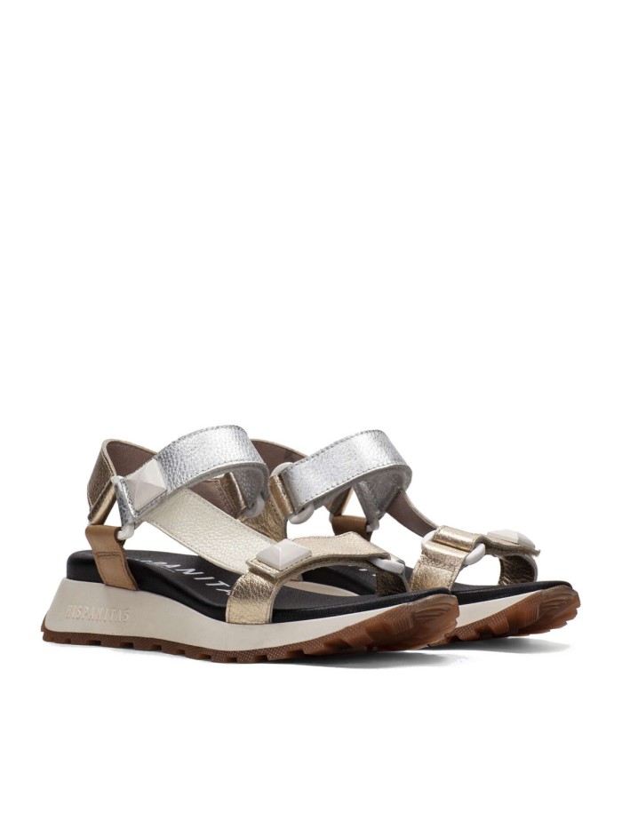 SANDALIAS PLANAS CON VELCRO HISPANITAS MAUI CHV243311 BEIGE