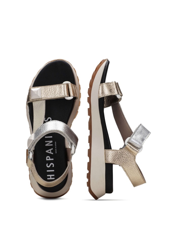 SANDALIAS PLANAS CON VELCRO HISPANITAS MAUI CHV243311 BEIGE