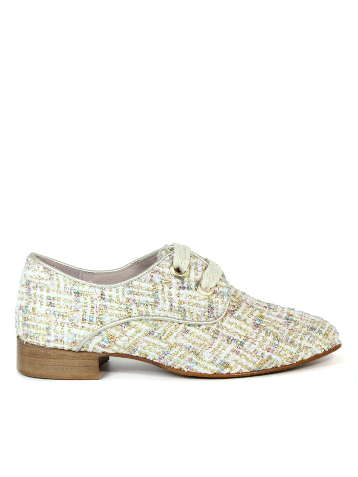 ZAPATOS DE CORDONES CON ESTAMPADO TWEED APLAUSO NELLY BLANCO