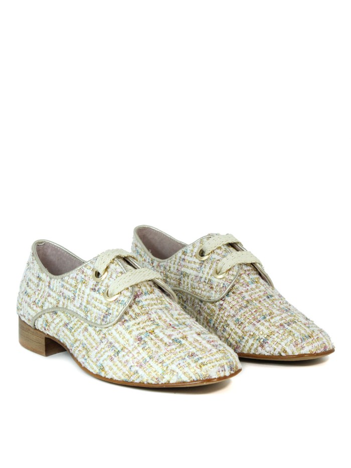 ZAPATOS DE CORDONES CON ESTAMPADO TWEED APLAUSO NELLY BLANCO