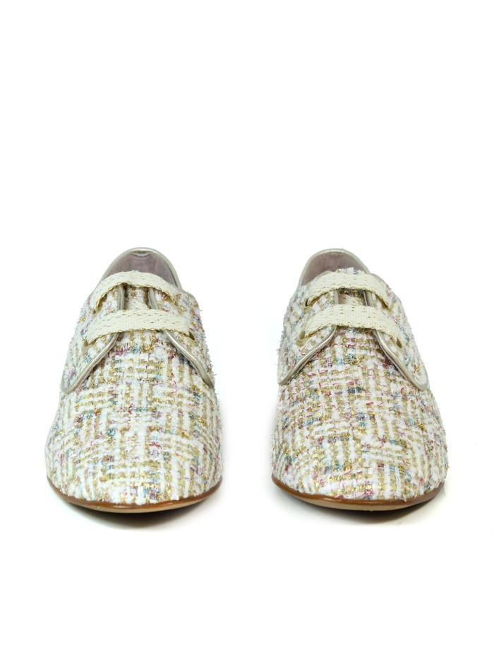 ZAPATOS DE CORDONES CON ESTAMPADO TWEED APLAUSO NELLY BLANCO