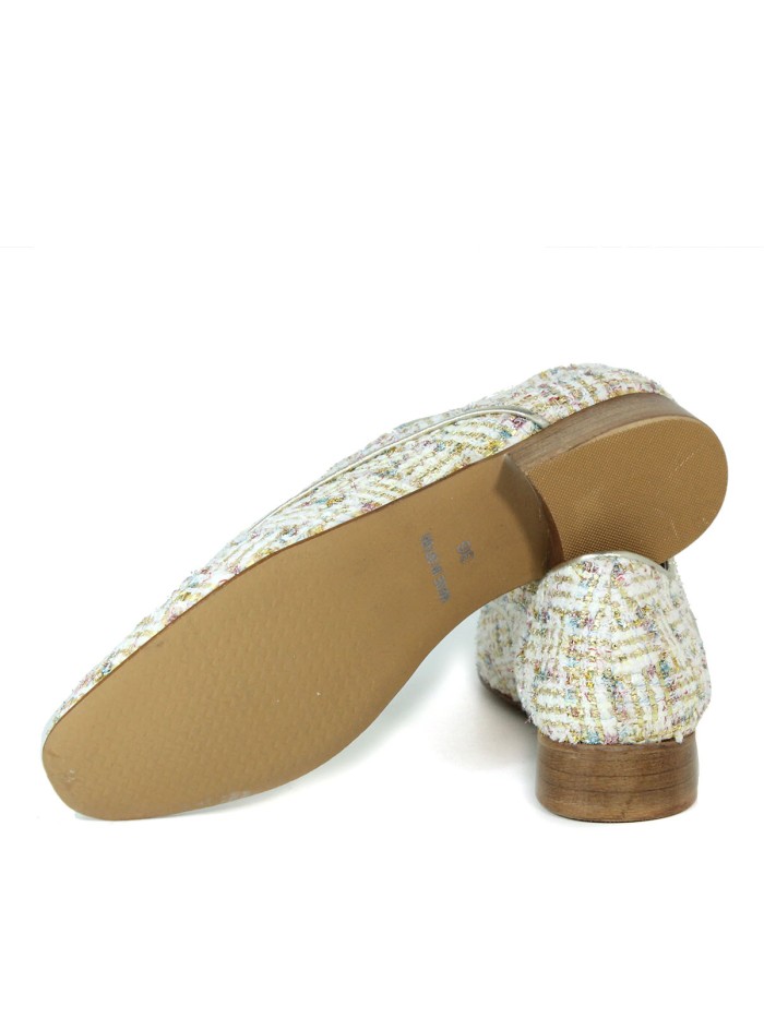 ZAPATOS DE CORDONES CON ESTAMPADO TWEED APLAUSO NELLY BLANCO