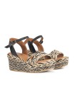 SANDALIAS TRENZADAS DE CUÑA POPA CAMERUN AMUR NEGRO