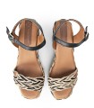 SANDALIAS TRENZADAS DE CUÑA POPA CAMERUN AMUR NEGRO
