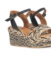 SANDALIAS TRENZADAS DE CUÑA POPA CAMERUN AMUR NEGRO