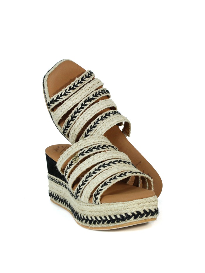 SANDALIAS DE CUÑA DE YUTE POPA URUMA SALEM NEGRO
