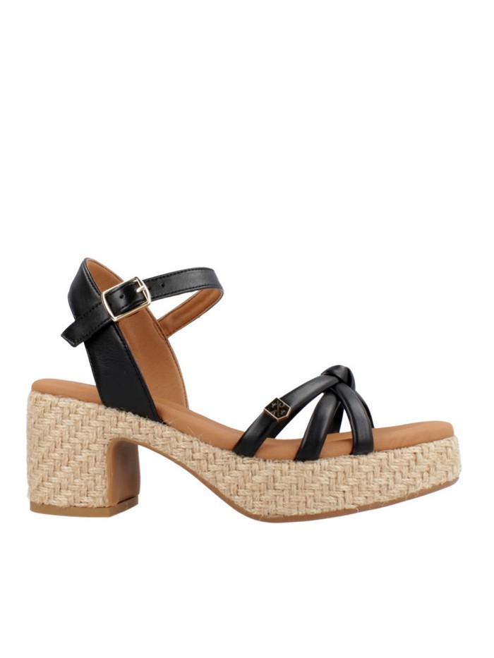 SANDALIAS DE TACÓN DE YUTE POPA TYROL MANCHESTER NEGRO