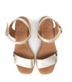 SANDALIAS DE YUTE CON TACÓN POPA BELICHE LAMINADO ORO