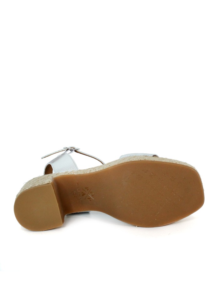 SANDALIAS DE YUTE CON TACÓN POPA BELICHE LAMINADO PLATA