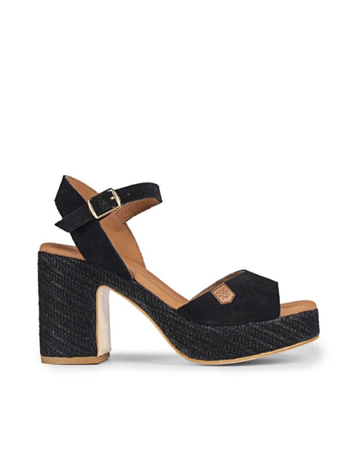 SANDALIAS DE TACÓN ALTO POPA MARSELLA SERRAJE NEGRO
