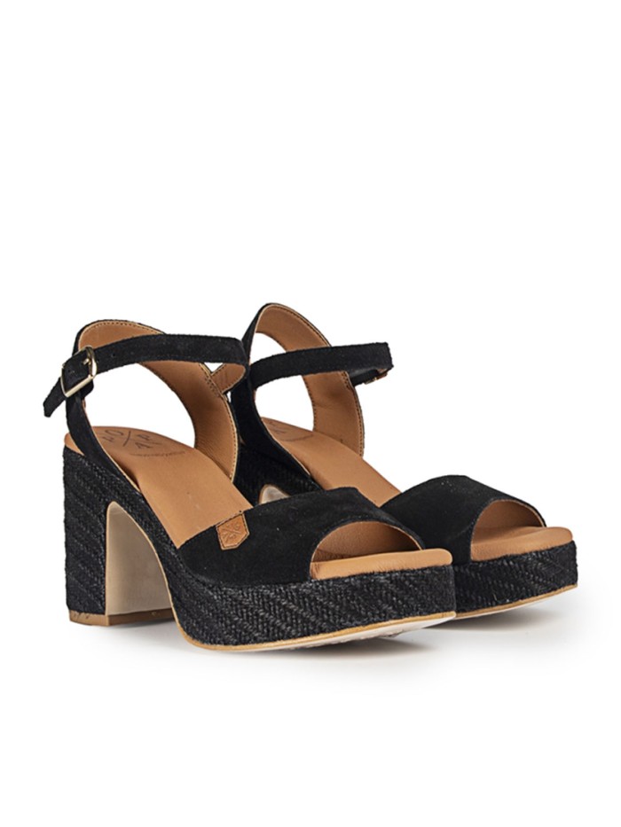 SANDALIAS DE TACÓN ALTO POPA MARSELLA SERRAJE NEGRO