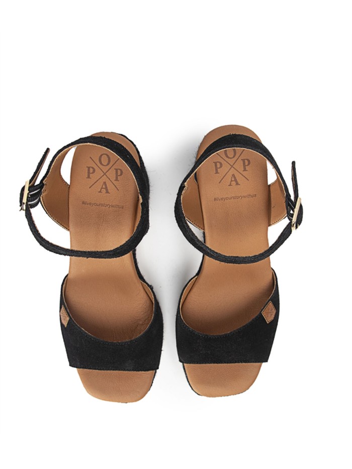 SANDALIAS DE TACÓN ALTO POPA MARSELLA SERRAJE NEGRO