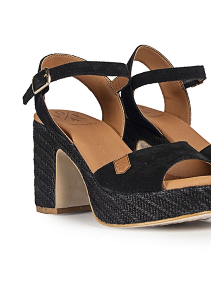 SANDALIAS DE TACÓN ALTO POPA MARSELLA SERRAJE NEGRO