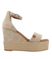 SANDALIAS DE CUÑA Y PLATAFORMA POPA LAGOON GRABADO BEIGE