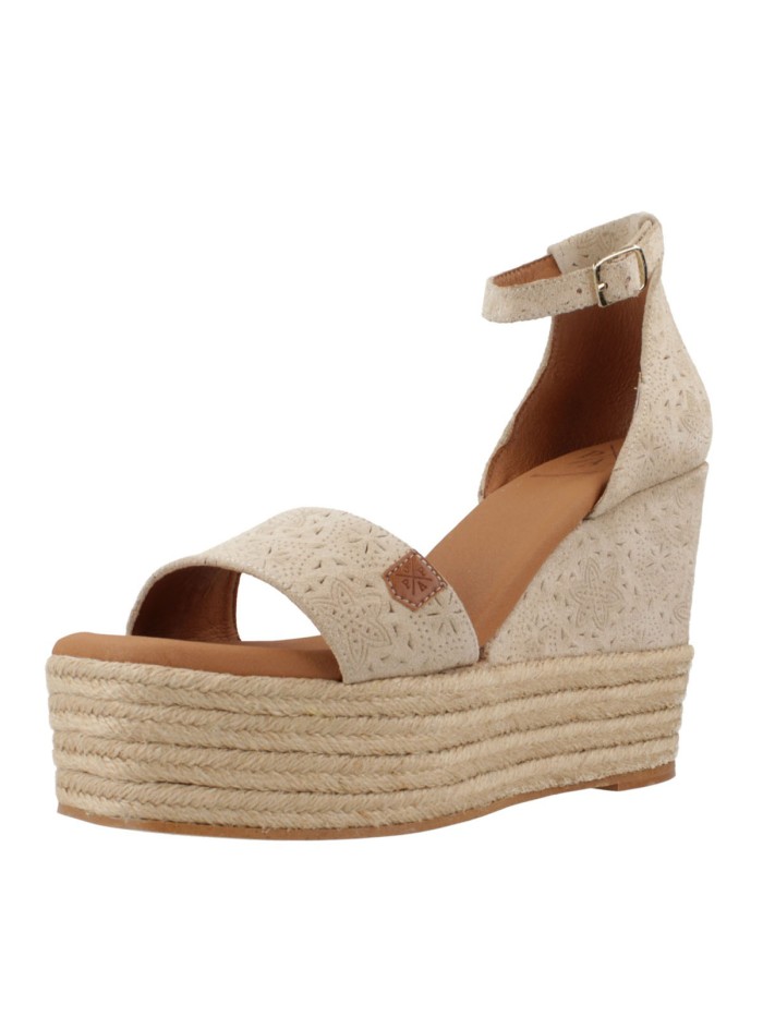 SANDALIAS DE CUÑA Y PLATAFORMA POPA LAGOON GRABADO BEIGE