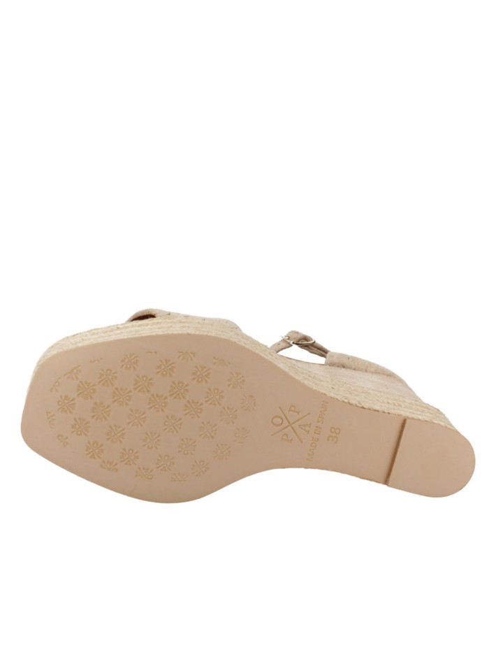 SANDALIAS DE CUÑA Y PLATAFORMA POPA LAGOON GRABADO BEIGE