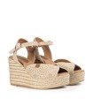 SANDALIAS DE CUÑA EN SERRAJE POPA BENISA GRABADO BEIGE