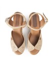 SANDALIAS DE CUÑA EN SERRAJE POPA BENISA GRABADO BEIGE