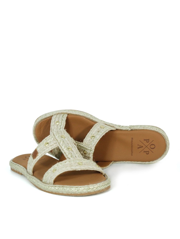SANDALIAS PLANAS DE YUTE POPA TABARCA TH SALEM ORO