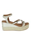 SANDALIAS DE PIEL CON CUÑA POPA CARLOTI LAMINADO ORO