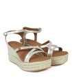 SANDALIAS DE PIEL CON CUÑA POPA CARLOTI LAMINADO ORO