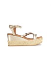 SANDALIAS DE PIEL CON CUÑA POPA CARLOTI LAMINADO ORO