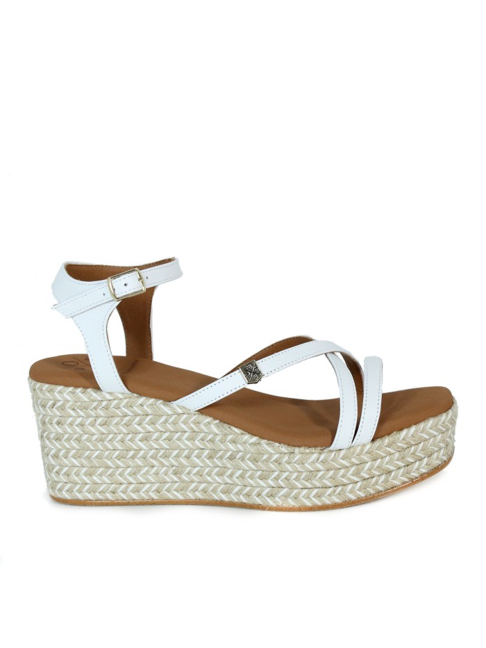 SANDALIAS CON CUÑA DE YUTE POPA CARLOTI BLANCO