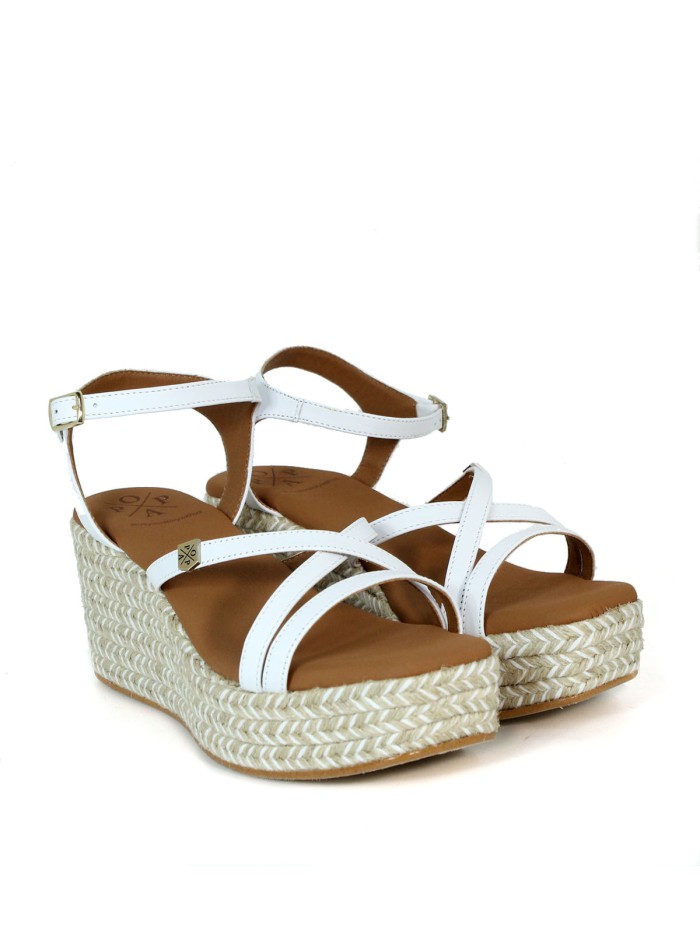 SANDALIAS CON CUÑA DE YUTE POPA CARLOTI BLANCO