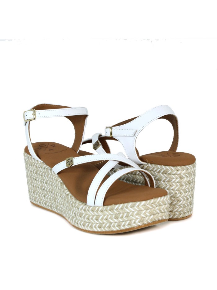 SANDALIAS CON CUÑA DE YUTE POPA CARLOTI BLANCO